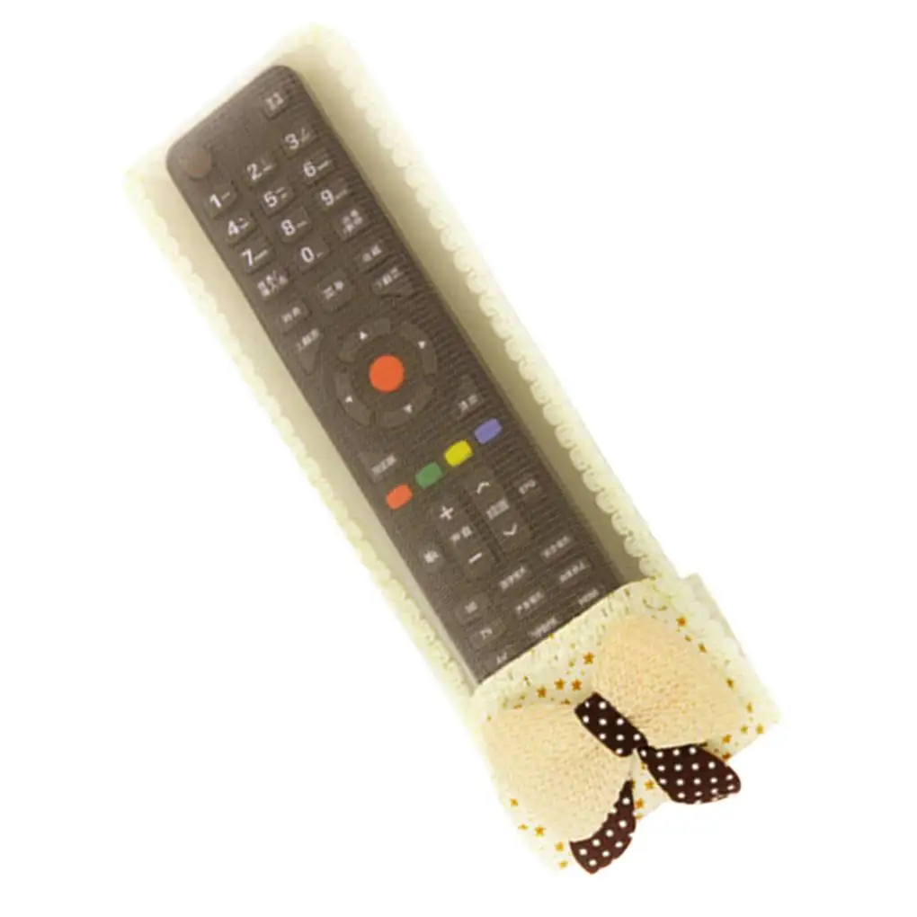 

2 Pieces Bowknot Decor Dust-proof TV Air Conditioner Remote Controller Protector Lace Fabric Case Cover