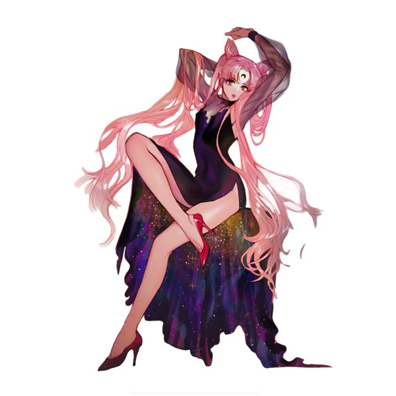 

15cm Creative Anime Pink-haired Girl In Evening Dress Car Sticker Car Styling Accessories Laptop Motorcycle Decals