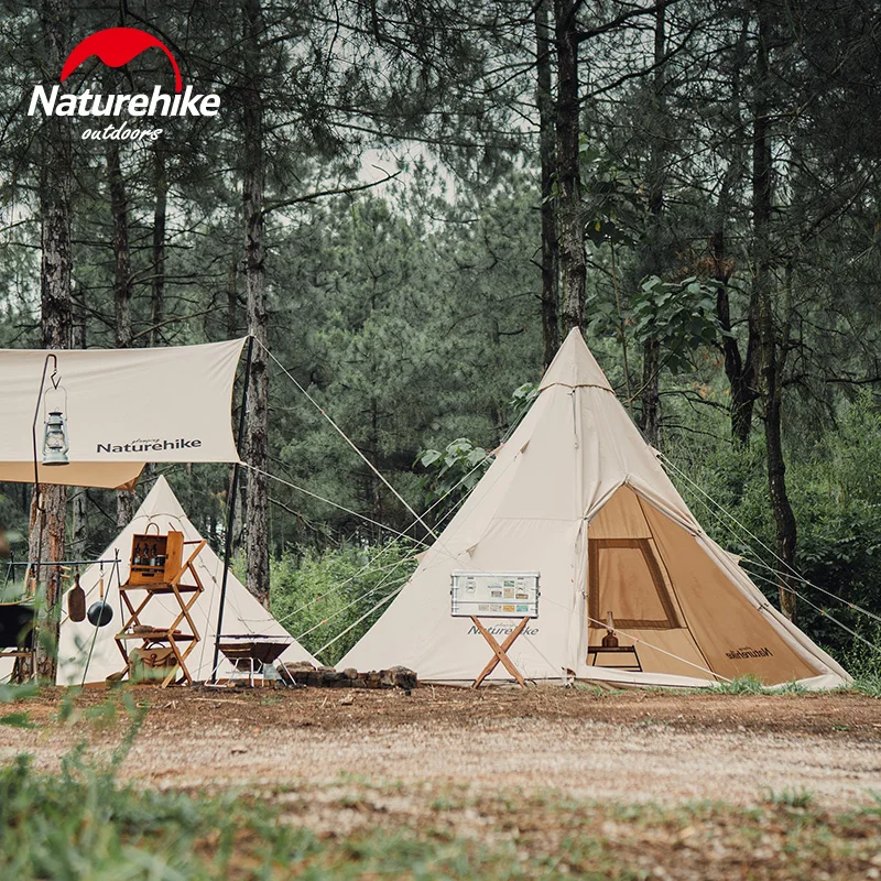 Verkauf Nokeyuan Pyramide Baumwolle Outdoor-camping-zelt Mit Kamin Multi-person Vier Jahreszeiten Zelt