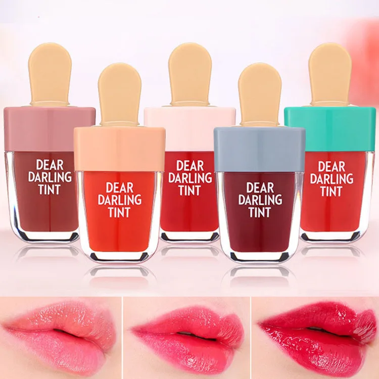 

7ml Five Colors Ice Cream Fresh Fruits Lipstick MatteBalm Makeup Cosmetics Glaze Dye Lip Gloss Liquid Not Stick Cup
