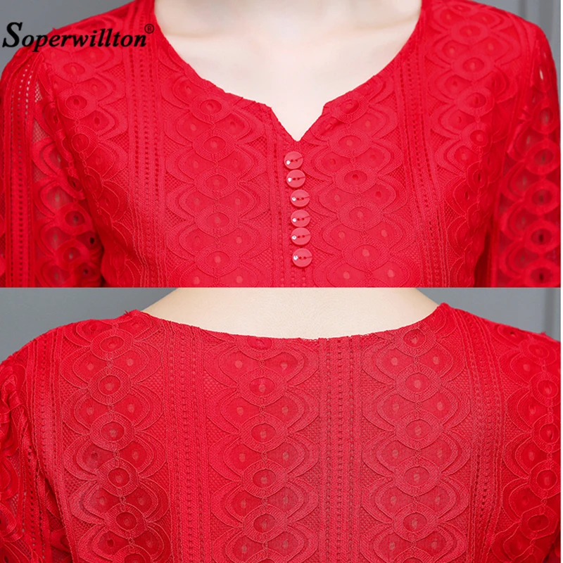 Women's New 2020 Chiffon Hollow Out Lace Blouses Tops Feminine Long Sleeved Shirt Button Top Plus Size 3XL Blusa Femme Fiminina |