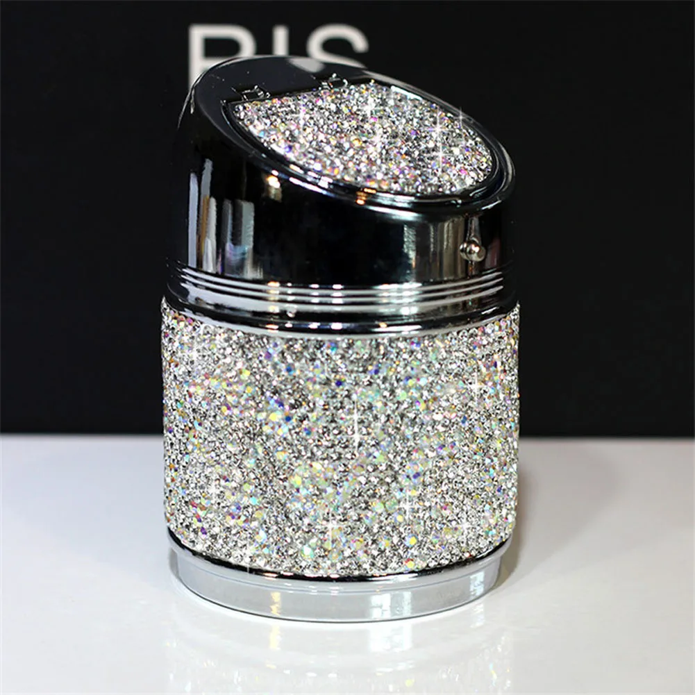 Luxury Rhinestone Car Multifunctional Ashtray Colorful Crystal Shiny Auto with Cover Great Gift for Women Girls | Автомобили и