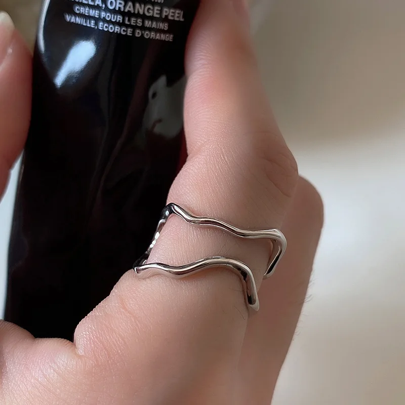 

925 Silver Geometric lines Rings Jewelry Minimalism Charm Anel Bohemia Jewelry Vintage Boho Bague Femme Anelli Ring for Women