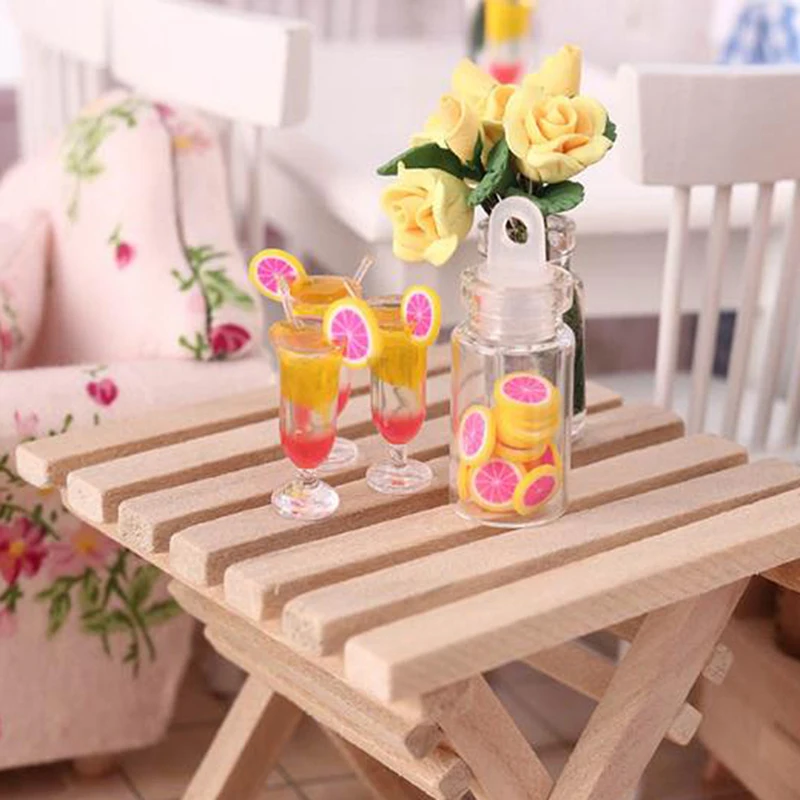 

6Pcs 1:12 Dollhouse Miniature Drink Juice Cups Dolls Kitchen Food Accessories Simulation Kitchen Toys High Quality
