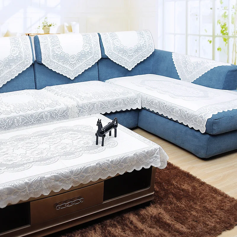 

Милая домашняя белая кружевная ткань секционный чехол на диван полотенце скатерть, украшение для дома