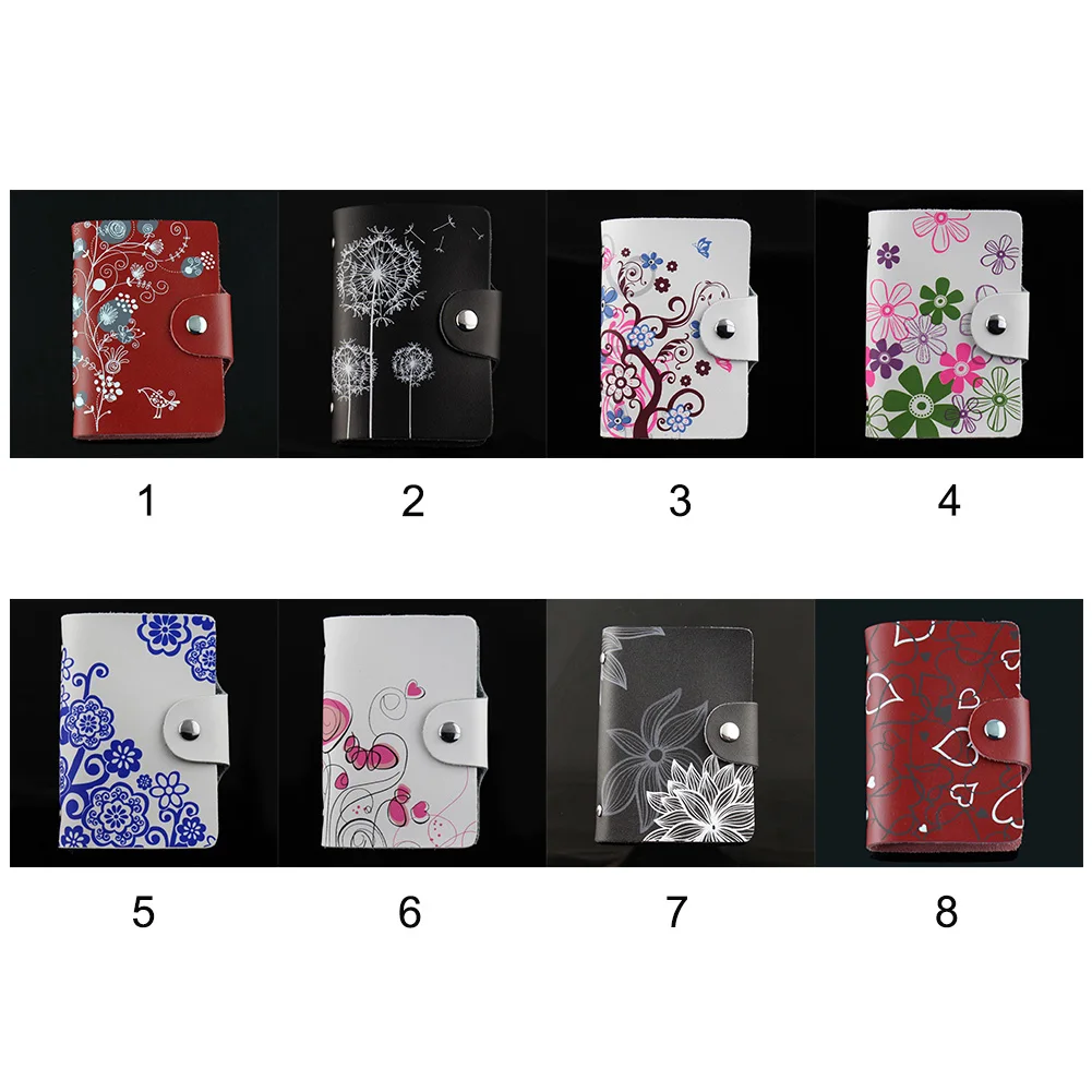 

High quality PU Leather Business Card Holder Women Flower Design Credit Card Holder Book ID Card Case Gift 26 Pockets New