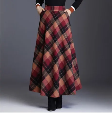 Винтажные юбки с высокой талией Женская мода 2020 осенняя зимняя элегантная