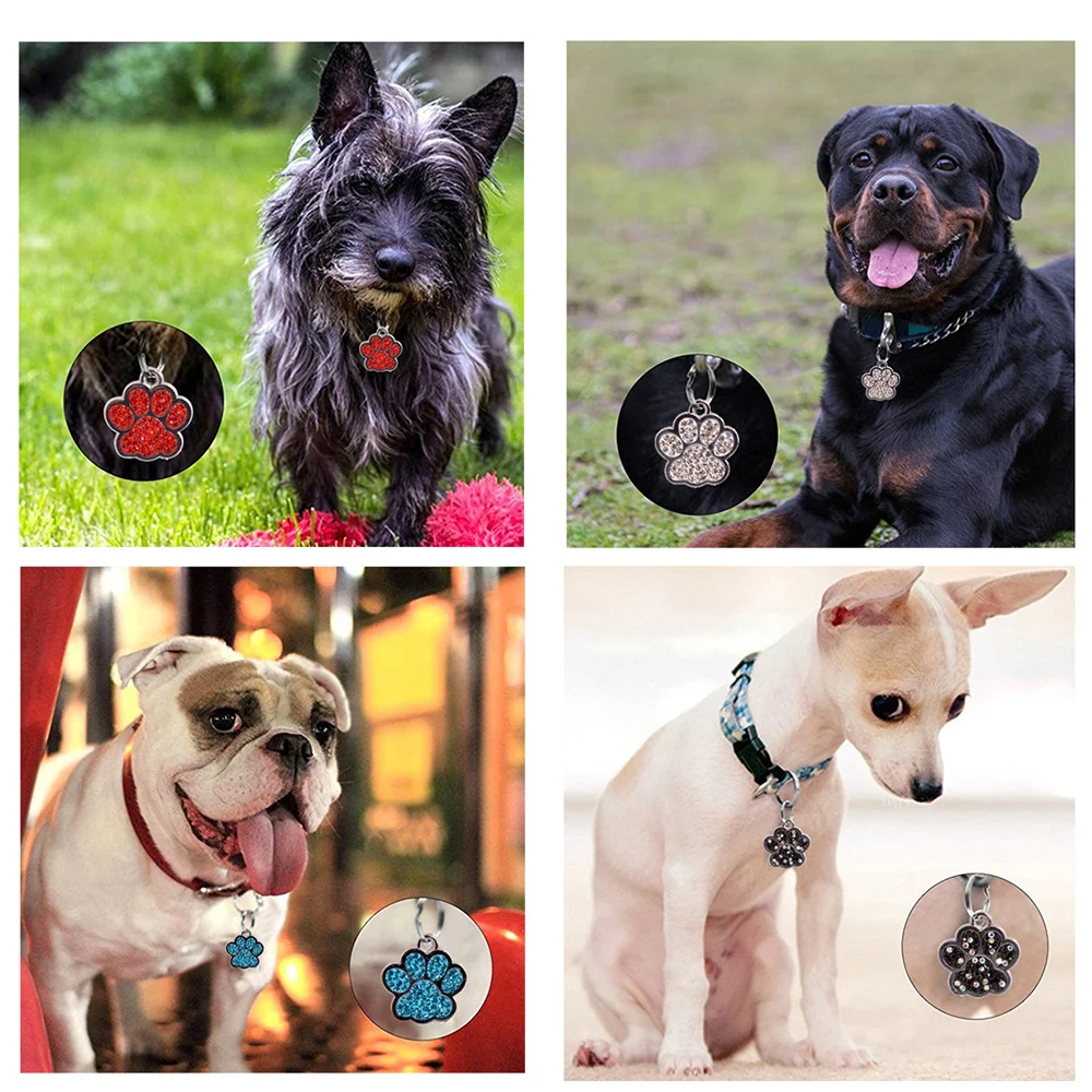 Животный амулет на воротник стразы аксессуары для собак собачий отпечаток