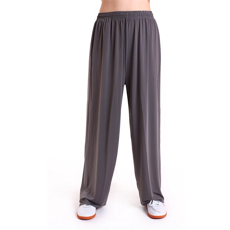 Gray Zooboo Ice silk боевые искусства Тай Чи штаны для йоги штаны для акробатики кунг-фу укороченные штаны для фитнеса танцевальные штаны для бега для мужчин и женщин - Цвет: Gray