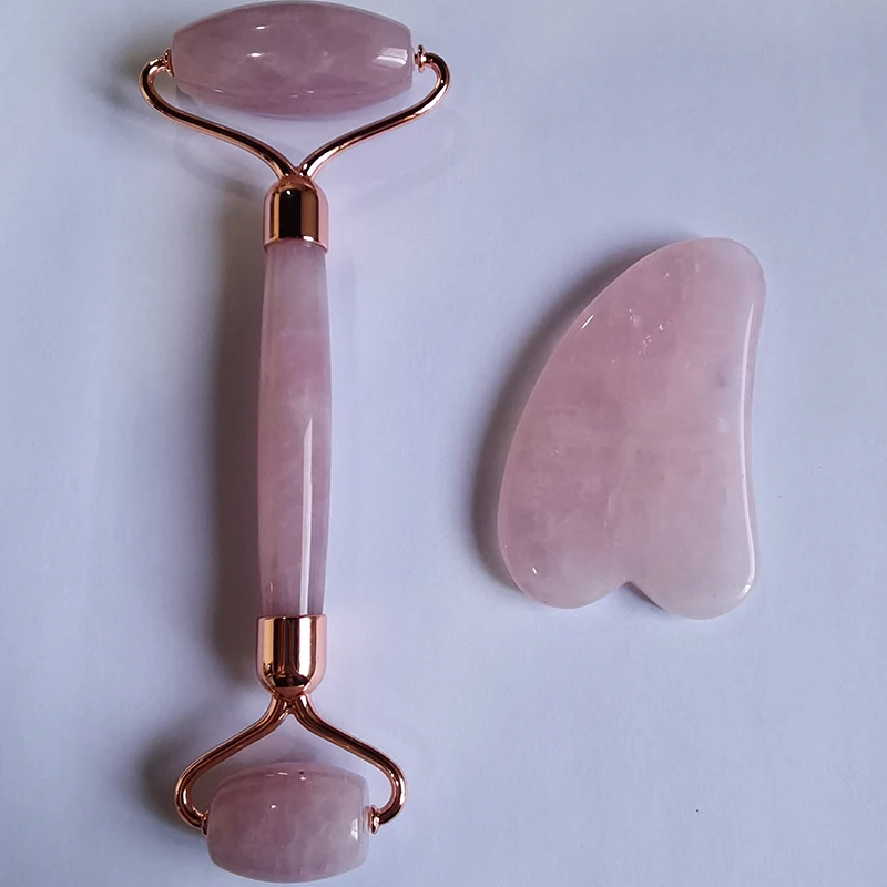 

Natural Rose Quartz Roller Jade Facial Massage Roller Facial Skin Care Lifting Slimming Tool Face Beauty Box Set