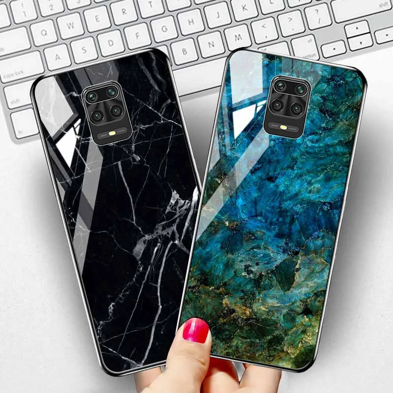 Чехол с мраморным рисунком для Xiaomi Redmi 9C Роскошный чехол из закаленного стекла