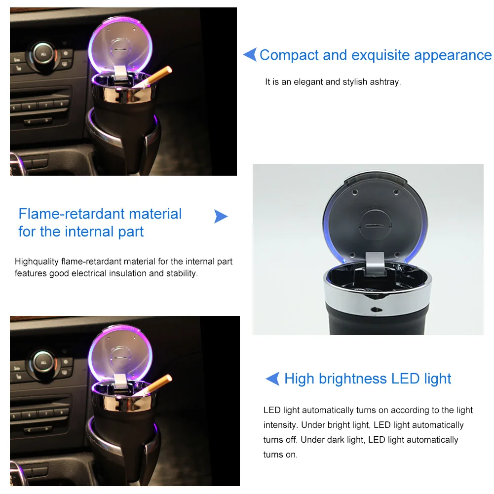 Бездымный автомобильный домашний двойной светодиодный светильник пепельница |