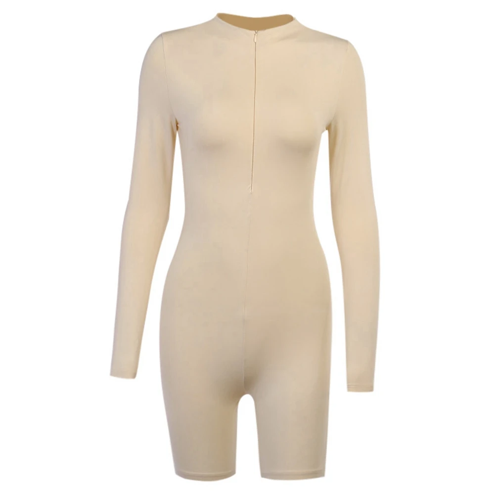 

2021 New Women Short Romper Jumpsuit Autumn Long Sleeve Turtleleneck Stretch Skinny Jumpsuit Bodycon Sexy Playsuits Femme