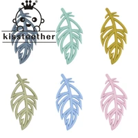 kissteether leaf shape silicone bpa free baby charm teether necklace food grade silicone diy jewelry making accessories
