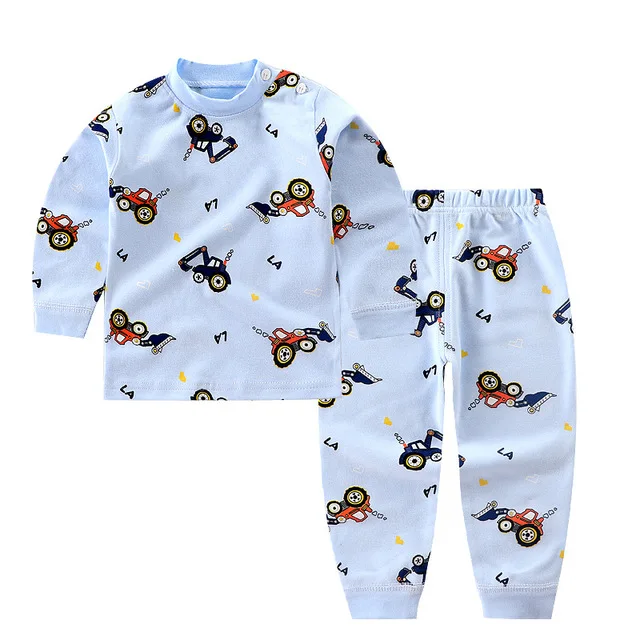 Conjunto de pijama de manga larga para ni&ntilde;os y ni&ntilde;as, camiseta bonita con cuello redondo de dibujos animados, pantalones, ropa de dormir de oto&ntilde;o, novedad de 2021-4