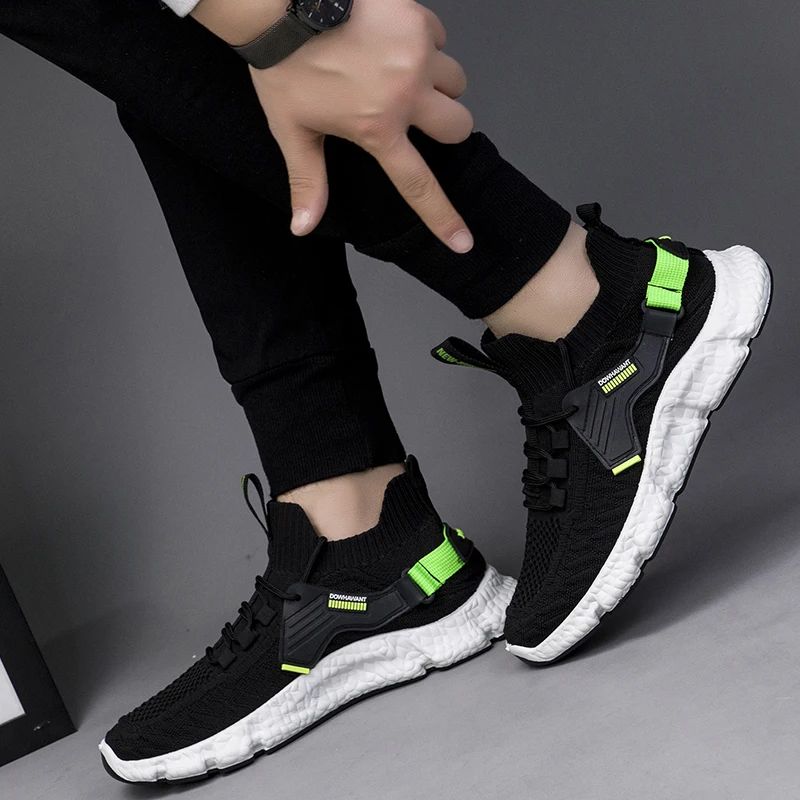 

Men's Fashion Sneakers Lace-up Breathable Comfortable Personality Leisure Shoes Rubber Damping Non-slip Running Shoes