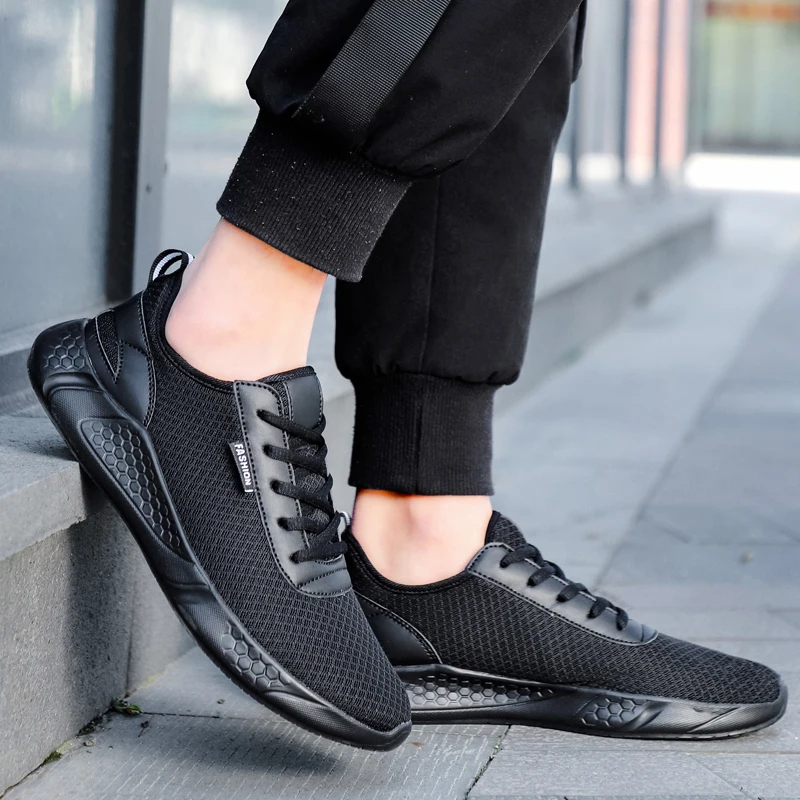 

2020 Men's Hollow Sole Casual Running Shoes Male Rubber Sole Outdoor Walking Sports Shoes Black Sneakers