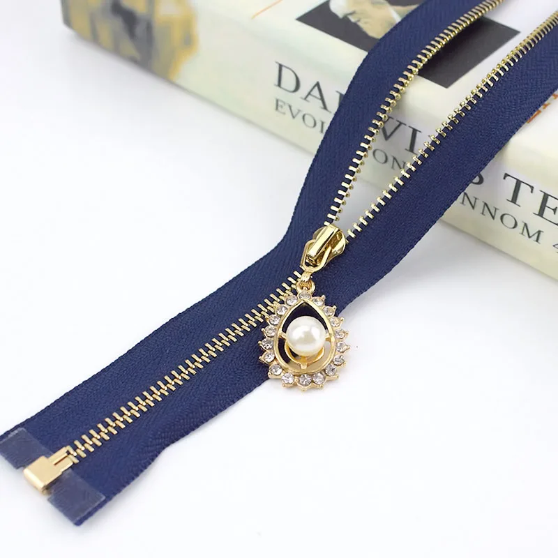 navy blue 3# металлическая молния 40 см/50 см/60 см/70 см, 2 шт/комплект/5 шт. с открытым концом с золотыми зубьями, застежка-молния для пошива сумок кошелек пуховик, куртка, юбка, Костюмы аксессуар - Цвет: navy blue