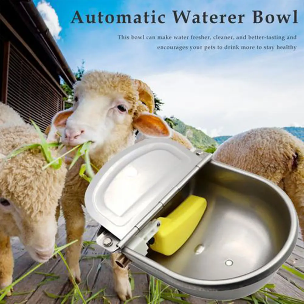 

304 Stainless Steel With Drain Hole Drink Automatic Float Farming Trough Horse Cow Water Bowl Supplies Sheep Dog Pet Goat Cattle