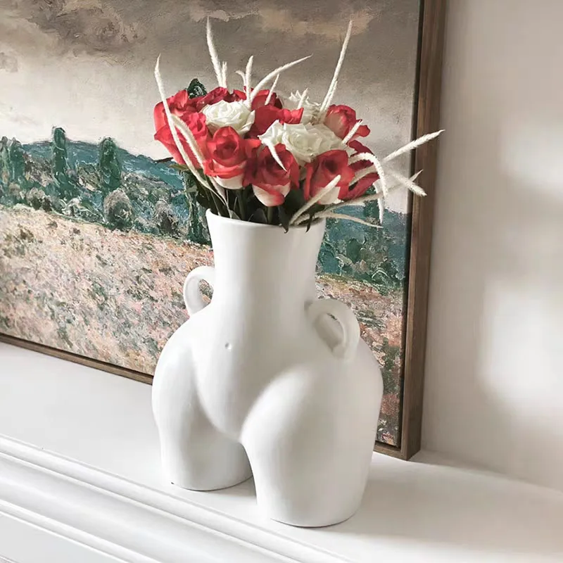 

Creative White Resin Vase Office Desktop Flower Arrangement Desktop Ornaments Human Body Vase Crafts Home Decoration Accessories