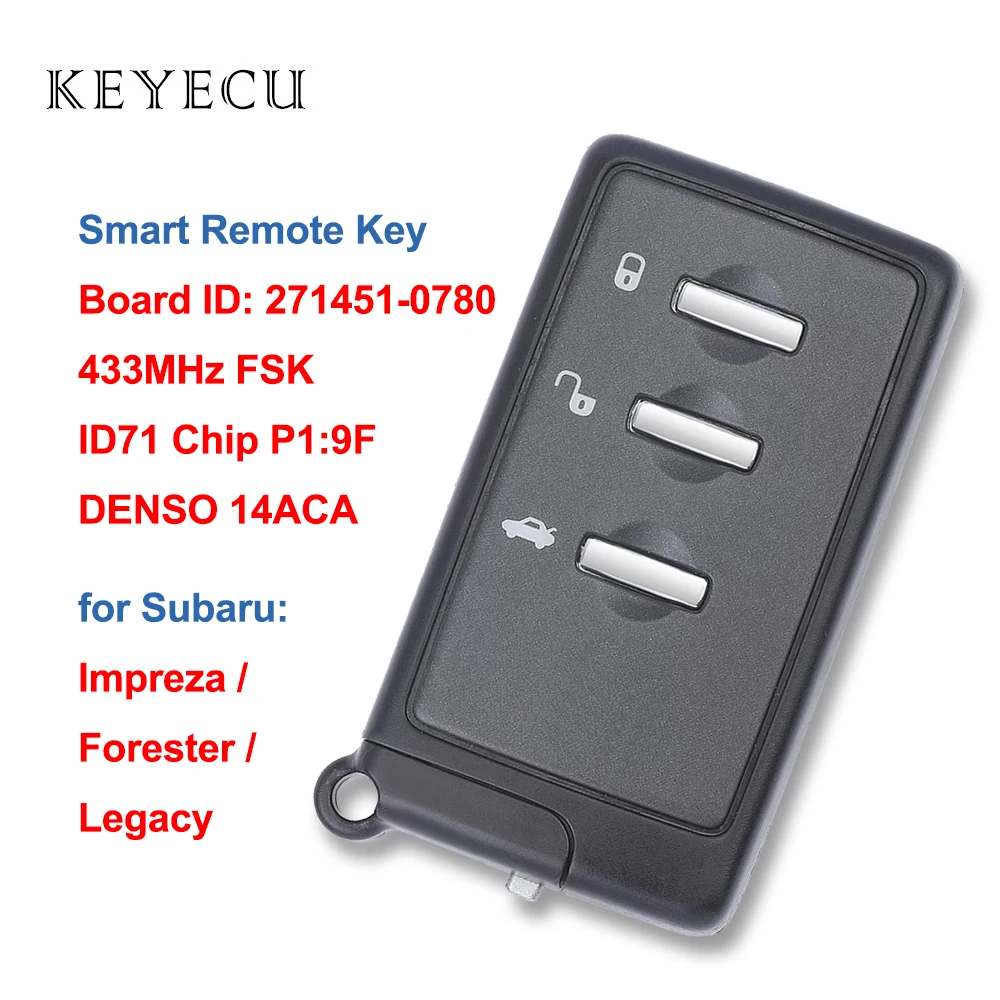 Смарт-карта памяти Keyecu, 3 кнопки, 433 МГц, ID71, для Subaru 