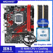 MACHINIST H81 Motherboard LGA 1150 Kit Set With Intel I5 4690 Processor DDR3 8GB(2*4GB) RAM Memory Cooling Integrated graphics