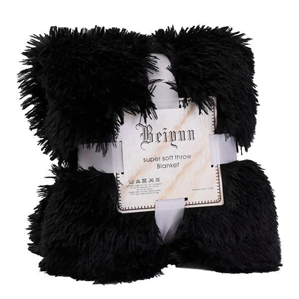 Black OUNEED диван-кровать Одеяло длинный густой уютный пушистого искусственного меха лист супер мягкий теплый, для взрослых, толстый пледы одеяло для дивана-кровати#45 - Цвет: Black