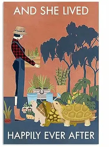 

Металлические жестяные плакаты в виде морской черепахи, плакаты с принтом «она жила счастливо после домашнего искусства», Настенный декор, ...