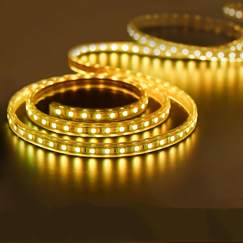 Водонепроницаемая 5050 Светодиодная лента 220 В гибсветодиодный 60 Светодиодный