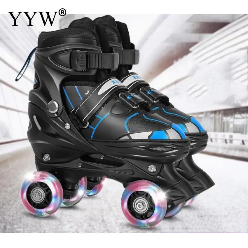 

Детские роликовые коньки, регулируемые кроссовки из ПУ кожи, дышащая спортивная обувь, двухрядная обувь для катания на коньках