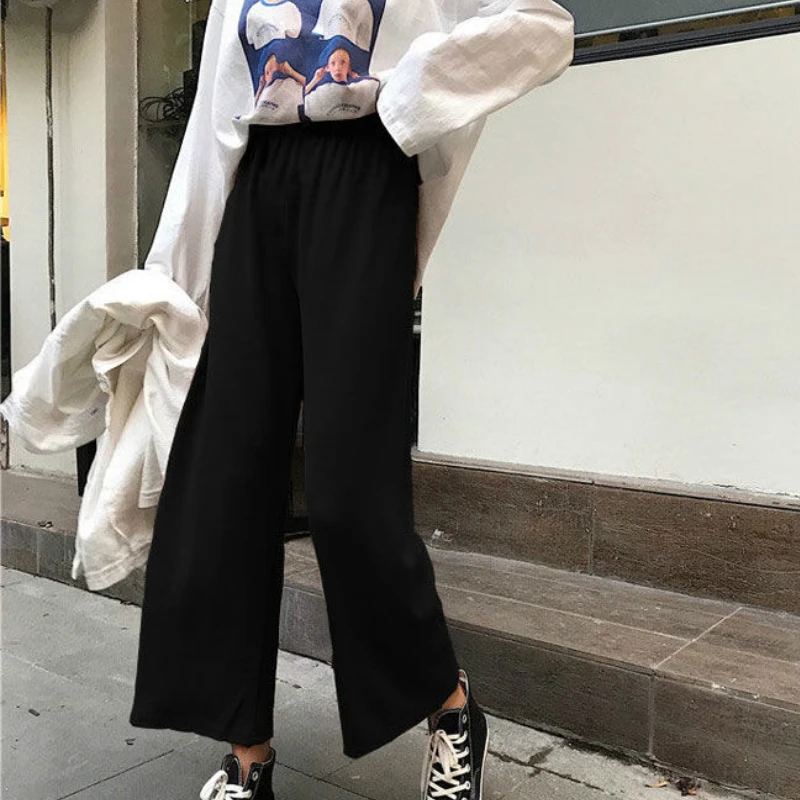 Брюки женские повседневные до щиколотки универсальные свободные Простые штаны в