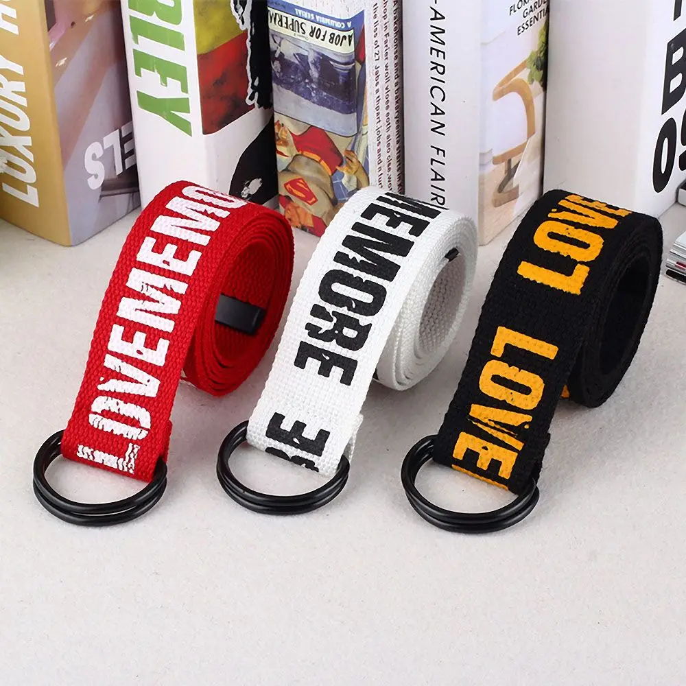 Нейтральный нейлоновый холщовый ремень с надписью модный пояс двойным D образным