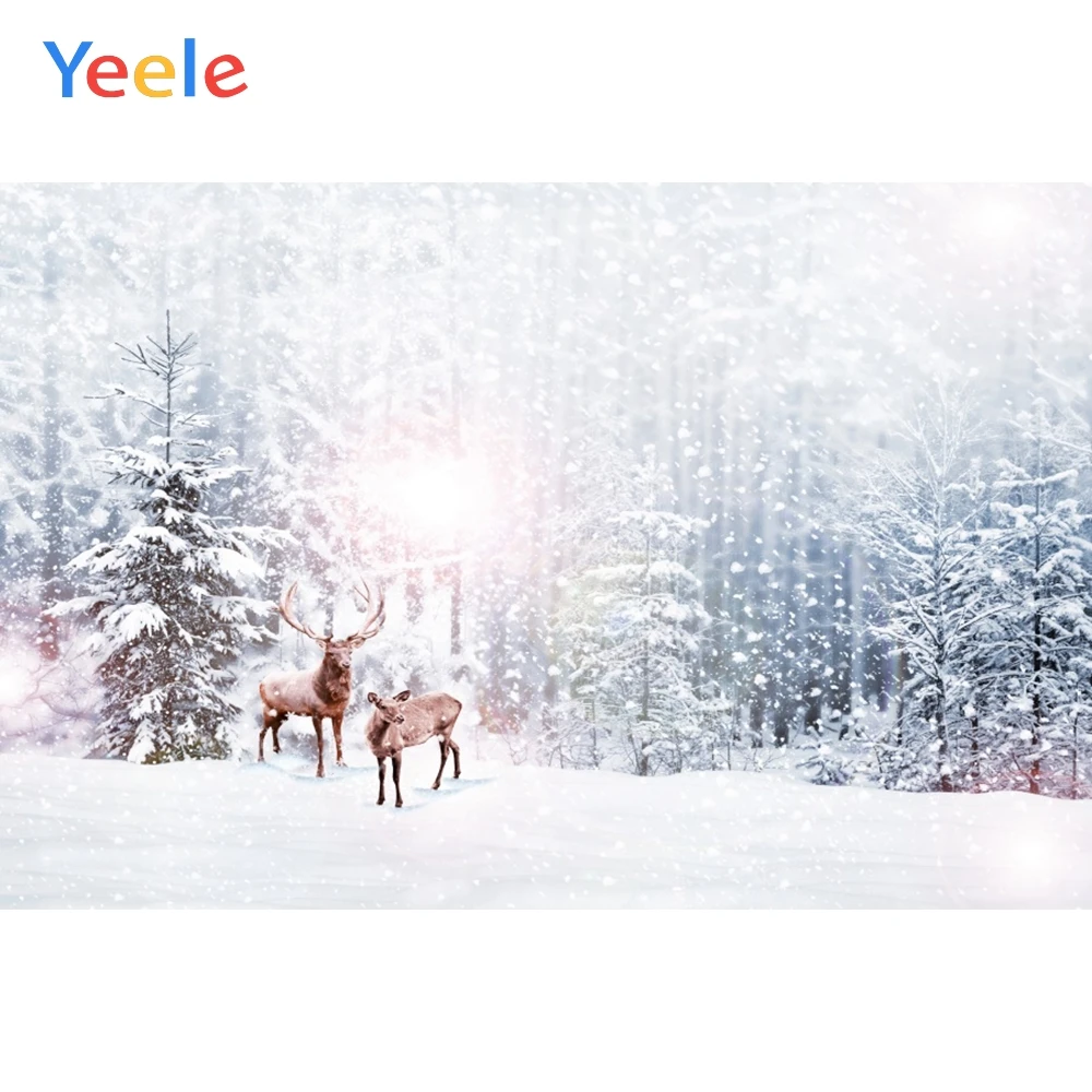 Yeele белая куртка пуховик на зиму с принтом олень лес фотосессия фотография фон