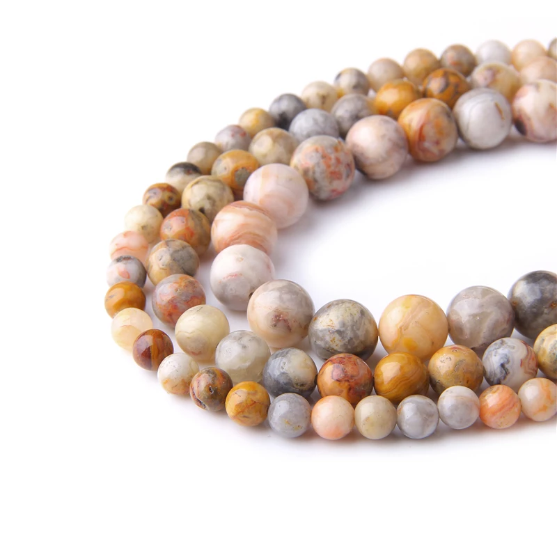 Натуральные круглые бусины кружевные Crazy agat для изготовления ювелирных изделий 15