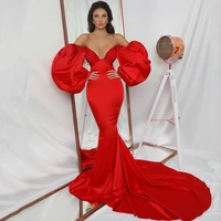 eightale elegant prom red dresses mermaid beadings evening dress floor length saudi arabia dubai cocktail party gowns plus size