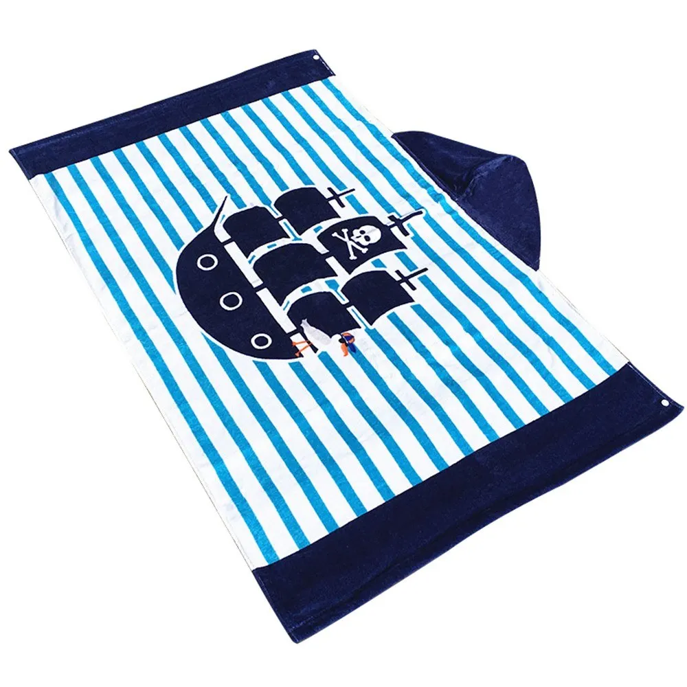 Детское пляжное полотенце с капюшоном хлопковое супер абсорбирующее милым