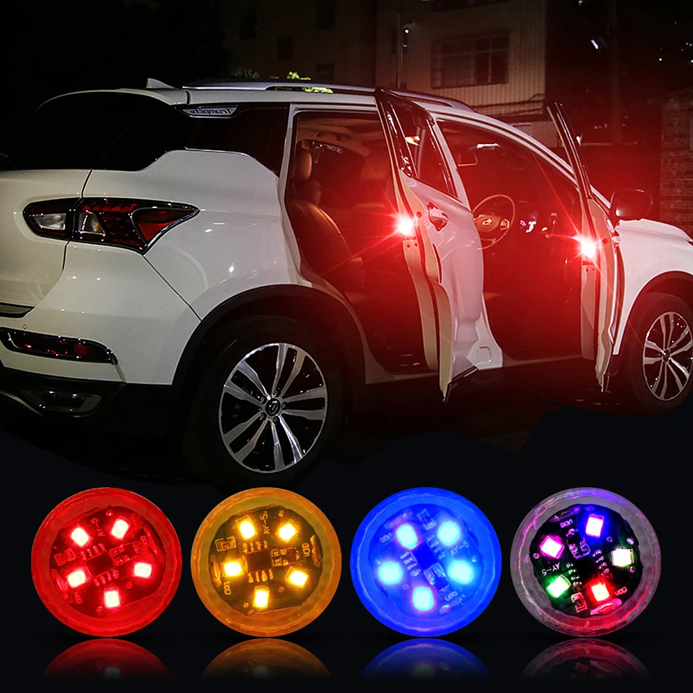 

4PCS Wireless Magnetic Car Door Opening Warning Light 5LEDS Strobe Flashing Anti Rear-end Collision Safety Lamps Indicator Light