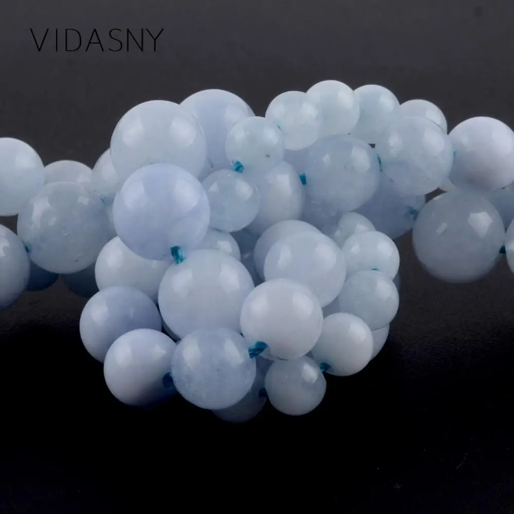 Минеральный драгоценный камень бусины Aquamarines круглые каменные бусины для изготовления ювелирных изделий 6 8 10 мм бусины для изготовления браслетов ожерелье аксессуары 15"