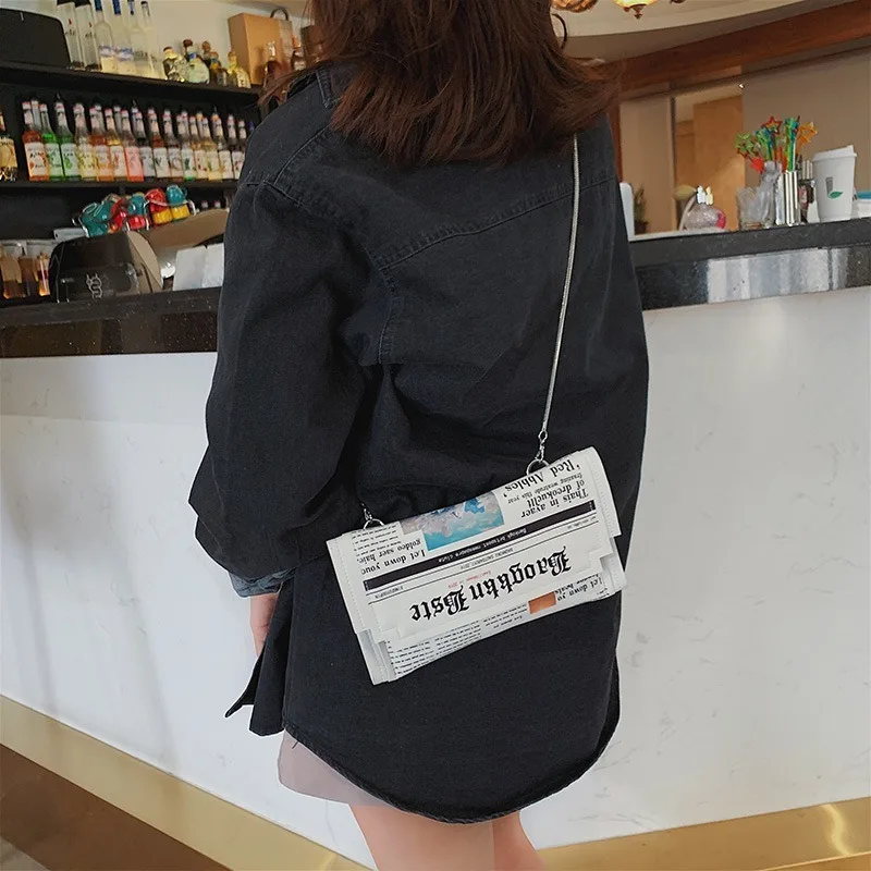 

Luxury Designer Women Bags Personality Fashion Shoulder Bags Ladies All-match Messenger Bag Newspaper Modeling Small Square Bag