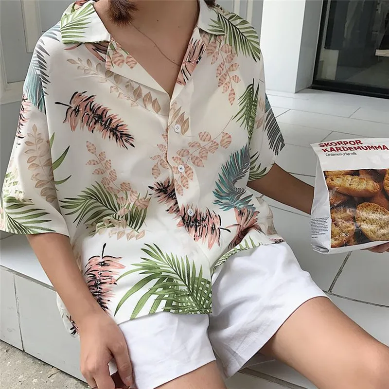 Summer New Female Hawaiian Fashion Floral Short Sleeve Shirts Ladies  Loose Casual Tops Chiffon Blouses One size