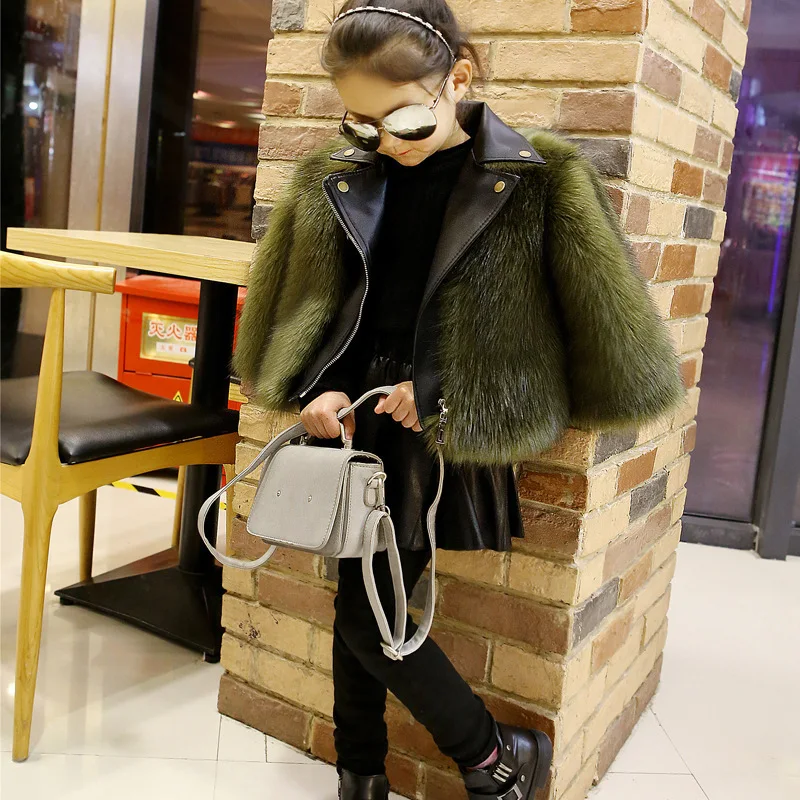 Модная детская зимняя верхняя одежда и пальто детское меховое для девочек из