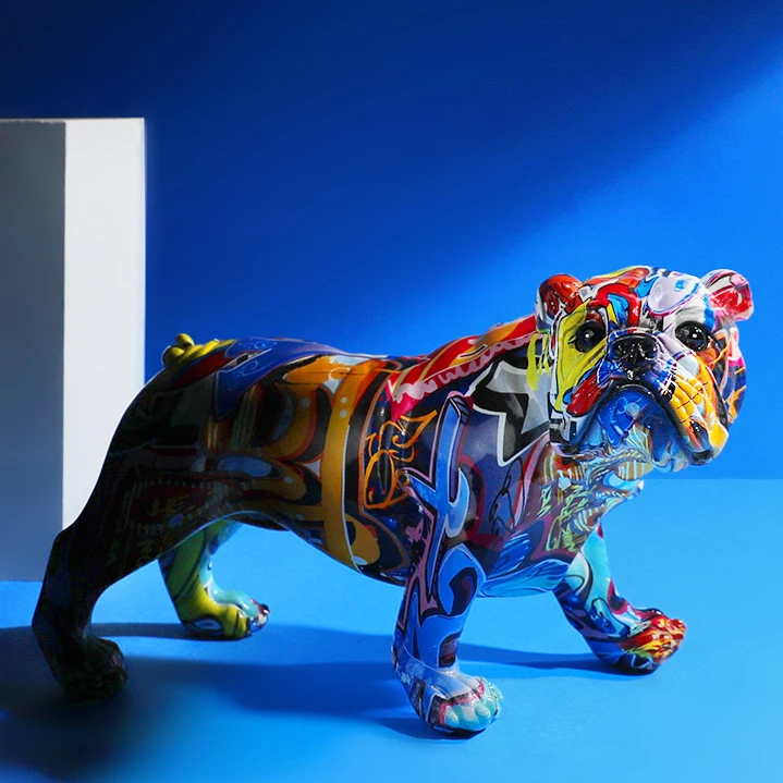 

Скандинавская креативная цветная скульптура граффити собака статуя животного креативное художественное украшение ретро статуя украшение...