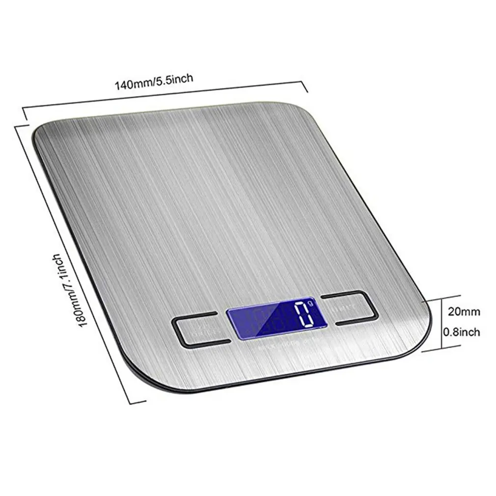 

11 LB / 5000g Electronic Kitchen Scale Digital Food Scale Stainless Steel Weighing Scale LCD High Precision Measuring Tools