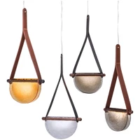 personality art deco pendant lamp nordic creative handbag droplight leather glass led hanging lighting fixtures new arrival
