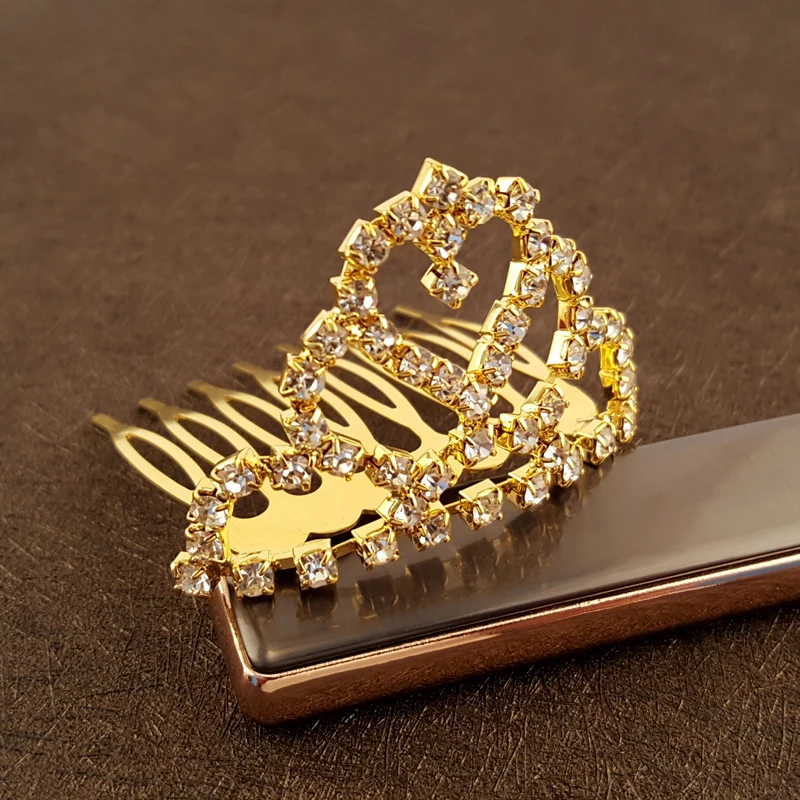 Тиары и короны для девочек украшения волос с кристаллами в форме сердца