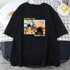 Женская футболка с принтом аниме, черная Свободная Повседневная футболка с коротким рукавом и круглым вырезом, лето 2021