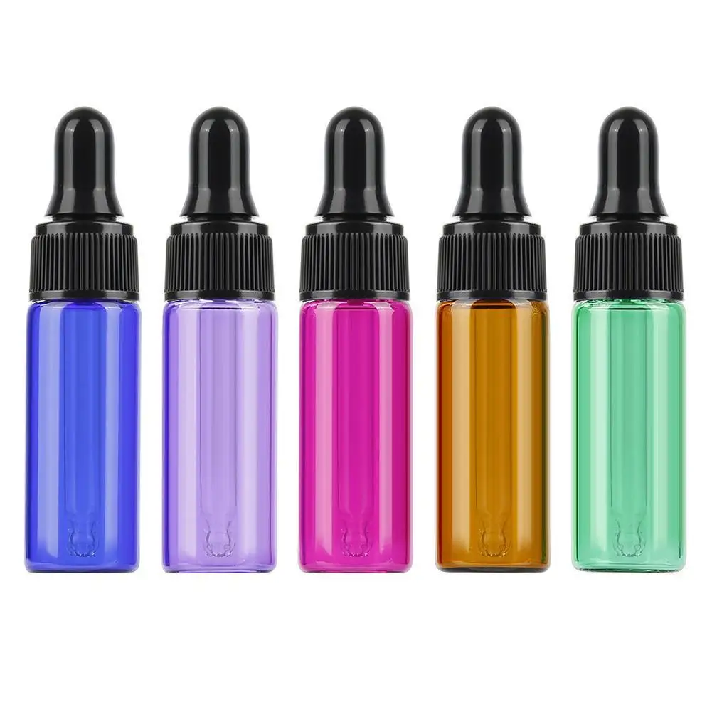 

1pcs 5ml Empty Dropper Bottle Color Glass Essential Oil Bottle Small Perfume Oil Sample Test Bottle Portable