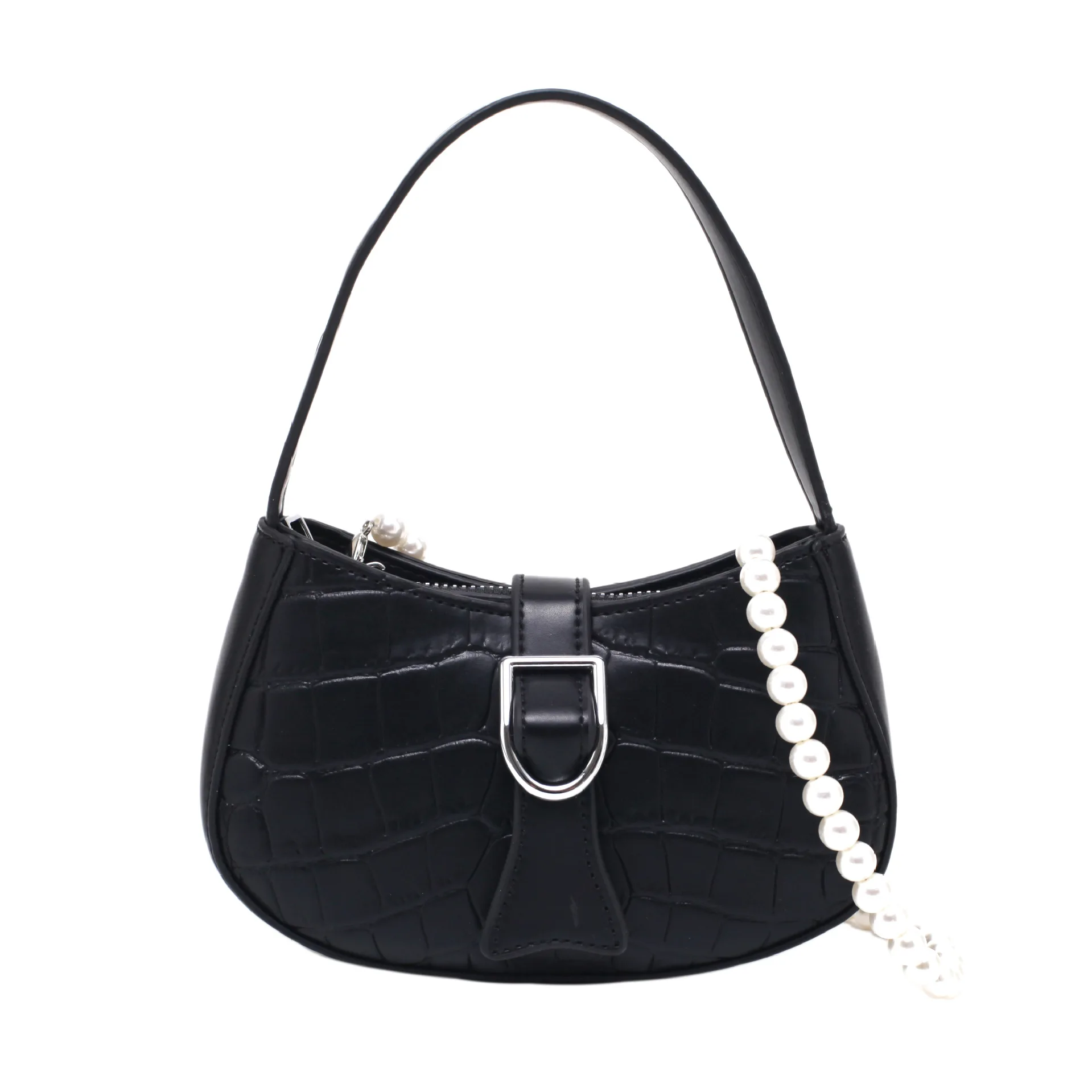 

Новые сумки через плечо с жемчужной цепочкой, женская простая модная сумка на плечо в Корейском стиле, Сумки из искусственной кожи с каменны...