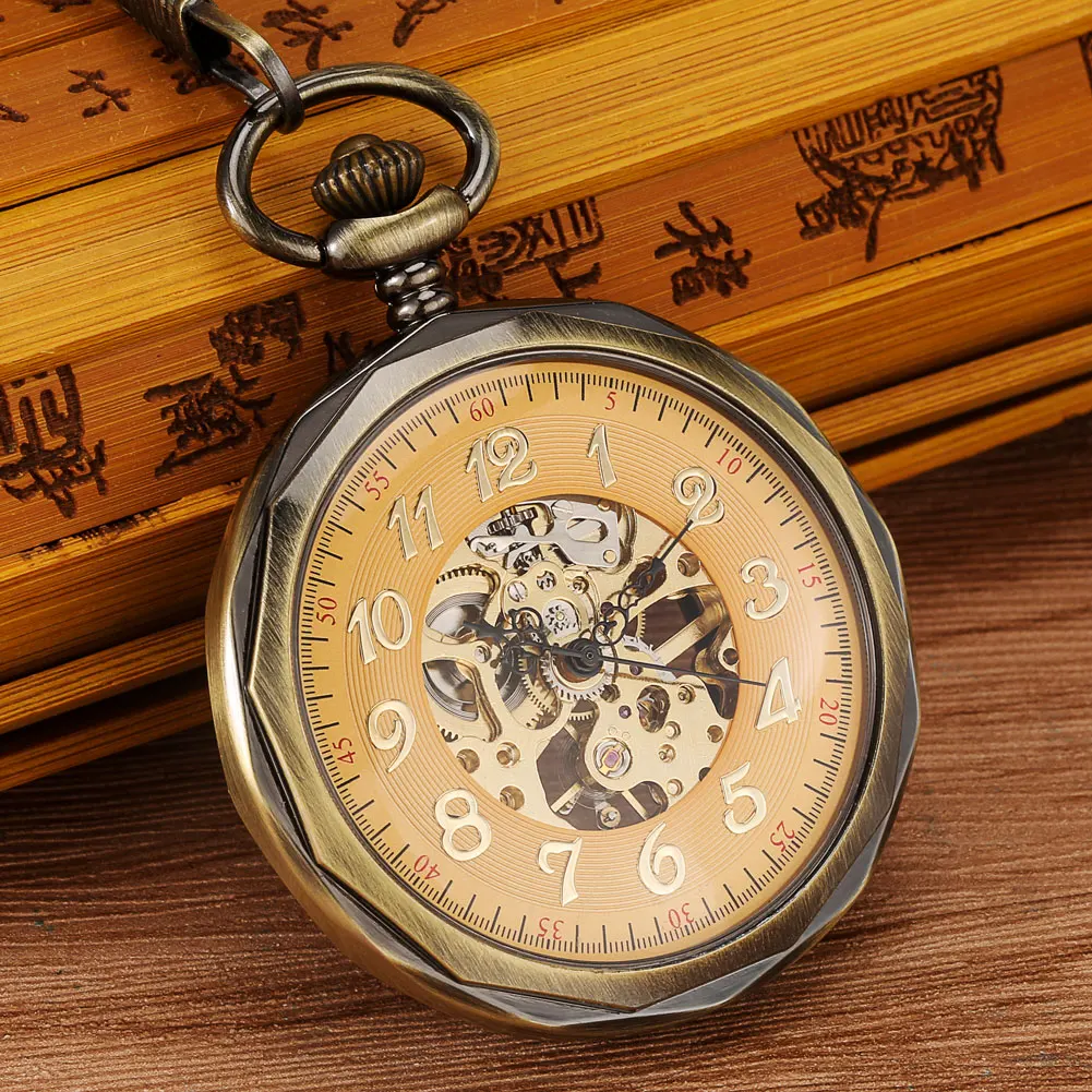 

Nostalgic No cover Manual Mechanical Pocket Watch Arabic Numerals Dial Durable 30cm Thick Chain Necklace Female Pendant Clock