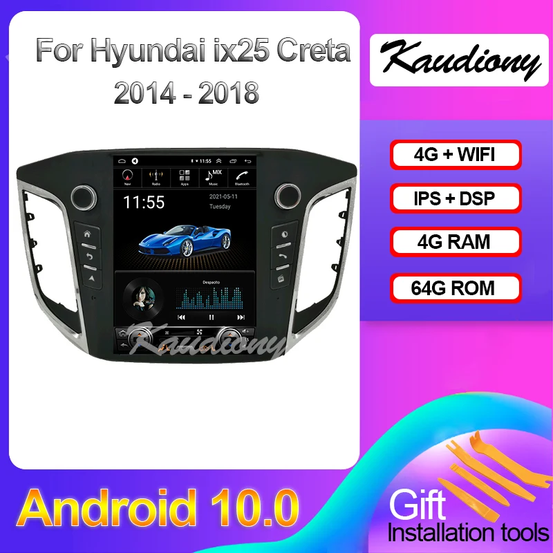 

Автомагнитола Kaudiony, мультимедийный плеер на Android 10,4, с экраном 10,0 дюйма, GPS, для Hyundai ix25 Creta, Типоразмер 2014 -2018